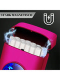 Lafagiet 19PCS Kapazität Zigarettenetui mit USB elektrisches Feuerzeug für 84mm normale Größe, LED-Bildschirm, Rose rot magnetische Art Zigarettenschachtel Lagerung Geschenke für und Frauen Cool Zigarettenhalter