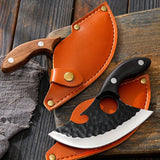 2PCS Multifunctional Small Machete Set With Leather Knife Cover, Ergonomic Handle, Meat Cleaver, Boning Knife, Camping Knife, For Camping, Hiking, Barbecue, Outdoor Activities, Gifts Ideas For Men And Women