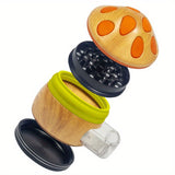 Cute Mushroom Zinc Alloy Metal Spice Grinder, 4 Layers Tobacco Grinder, Portable Stylish Wood Like Spice Grinder, Come With Cleaning Brush, Cone Holder Tubes, 5-In-1 Gift For Women Men
