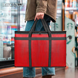 2pcs/Set XXXL Large Red Insulated Food Delivery Bags L23xW14*H15" With Removable Hard Bottom Board For Catering Grocery, Doordash, Picnic, Travel, Shopping