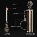 10000 Permanent Matchstick Strike Set 2 PCS/SET Matchsticks with Gift Box Permanent Lighter Matchstick Keychain Lighter Kerosene Refillable Flint Lighter, Christmas and Birthday Gifts, Father's Day Gift (excluding Fuel)