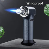 Powerful Windproof Blue Flame Kitchen Torch Lighter Jet Flame Lighter Refillable Butane Gas Lighter Adjustable Flame With Safety Lock Suitable For Outdoor Barbecue Cooking Kitchen Baking, Metal Welding Gun Camping Equipment (No Gas)