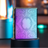 2PCS/SET Retro Metal Cigarette Case With Lighter Can Hold 100mm Cigarettes Storage Box Classic Floral Smell-Proof Pressure Resistant Cigarette Box For 100's King Size Cigarette Smoking Accessaries Christmas Father's Day Gift Ideas For Men Women