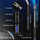 3 Packs USB Rechargeable Electric Lighter, Candle Lighter with Flexible Neck Flameless Windproof 360 Degrees Rotate Arc Lighter, LED Battery Level Indicator and Safety Switch, for Aromatherapy Candle Grill Outdoor Camping BBQ