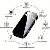 1pc Windproof Metal Lighters Dual Arc Flameless Plasma Rechargeable USB Lighter With LED Battery Indicator And Touch Sensor Switch Giftfor Camping, Hiking, Adventure, - Perfect Gift For Men & Women