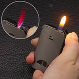 Portable Dual Flame Butane Lighter, Double Side Ignition, Left Windproof Torch Lighter, Right Refillable Gas Soft Flame Lighter Birthday Annivesary Gift Idea For Men Dad (Excluding Butane)