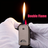 Portable Dual Flame Butane Lighter, Double Side Ignition, Left Windproof Torch Lighter, Right Refillable Gas Soft Flame Lighter Birthday Annivesary Gift Idea For Men Dad (Excluding Butane)