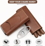 Cigarette Case, 3pcs Holder, Cigarettes Travel Case, Cedar Lined, Leather Made Cigarette Humidor With Stainless Cutter, Christmas Gift For Men Dad