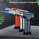 Powerful Windproof Blue Flame Kitchen Torch Lighter Jet Flame Lighter Refillable Butane Gas Lighter Adjustable Flame With Safety Lock Suitable For Outdoor Barbecue Cooking Kitchen Baking, Metal Welding Gun Camping Equipment (No Gas)