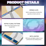 2PCS/SET Retro Metal Cigarette Case With Lighter Can Hold 100mm Cigarettes Storage Box Classic Floral Smell-Proof Pressure Resistant Cigarette Box For 100's King Size Cigarette Smoking Accessaries Christmas Father's Day Gift Ideas For Men Women