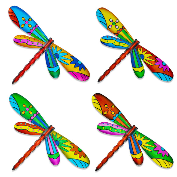 4Pcs Dragonfly Wall Decoration Outdoor Garden Fence Art Living Room Bedroom Hanging Decoration Home Crafts Gifts Wall Decoration Iron Pendant Decoration
