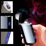 1pc Windproof Metal Lighters Dual Arc Flameless Plasma Rechargeable USB Lighter With LED Battery Indicator And Touch Sensor Switch Giftfor Camping, Hiking, Adventure, - Perfect Gift For Men & Women