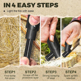 Outdoor Fire Starter Ferro Rod With Gift Box, Drilled Flint And Steel Fire Starter Survival Tool EDC Kit With Whistle, Paracord Lanyard, Ferrocerium For Emergency, Campfires