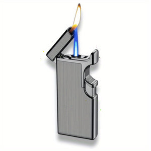 Father's Day Gift Idea: 1 Windproof Torch Lighter Dual Flame Visible Gas Cylinder Gift Box Inflatable Butane Gas Soft Flame Lighter Outdoor Kitchen Multi-Purpose Lighter (No Gas)