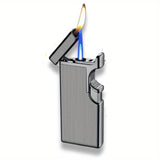Father's Day Gift Idea: 1 Windproof Torch Lighter Dual Flame Visible Gas Cylinder Gift Box Inflatable Butane Gas Soft Flame Lighter Outdoor Kitchen Multi-Purpose Lighter (No Gas)