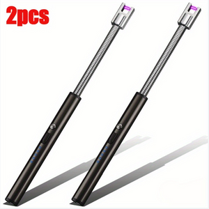 2pcs Windproof Torch Lighter USB Rechargeable Lighter, Electric Long Lighter With 360° Flexible Neck, Suitable For Candles, BBQ, Camping , Indoor & Outdoor Use