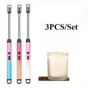 3PCS 360° Rotation Flexible Neck Plasma Lighter Windproof Flameless USB Rechargeable Lighter With LED Power Display Long Electric Electronic Lighter For Candle Gas Stove Ignition Firework
