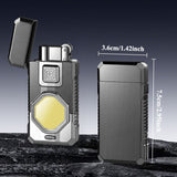 1Pc Dual Soft Flame Windproof Lighter Gas Lighter With Illumination USB Rechargeable COB Illuminator Butane Torch Lighter Suitable For Kitchen Outdoor Camping And Hiking (No Gas)