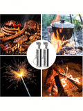2pcs/Set Permanent Match Lighter With Keychain, Waterproof Forever Lighter Matches Can Strike More Than 10000 Times, Emergency Lighter For Outdoor Adventure Camping BBQ EDC Gear
