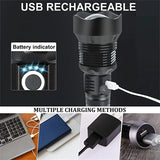 Rechargeable Flashlights High Lumens-Super Bright 3 Modes Zoomable Type C Chargeable LED Tactical Flashlights Waterproof Flash Lights for Emergency Home Camping Hiking Outdoor Gift Box Packaging