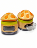 Cute Mushroom Zinc Alloy Metal Spice Grinder, 4 Layers Tobacco Grinder, Portable Stylish Wood Like Spice Grinder, Come With Cleaning Brush, Cone Holder Tubes, 5-In-1 Gift For Women Men