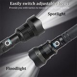 Rechargeable Flashlights High Lumens-Super Bright 3 Modes Zoomable Type C Chargeable LED Tactical Flashlights Waterproof Flash Lights for Emergency Home Camping Hiking Outdoor Gift Box Packaging
