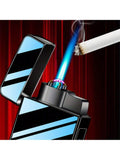 1PC Dual Flame Plasma Double Arc Lighter Windproof Jet Torch Lighter Adjustable Jet Flame Refillable Butane Gas Lighter USB Rechargeable Electric Electronic Lighter, Gift Box Package, Gift Ideas For Men Women Dad Him Her