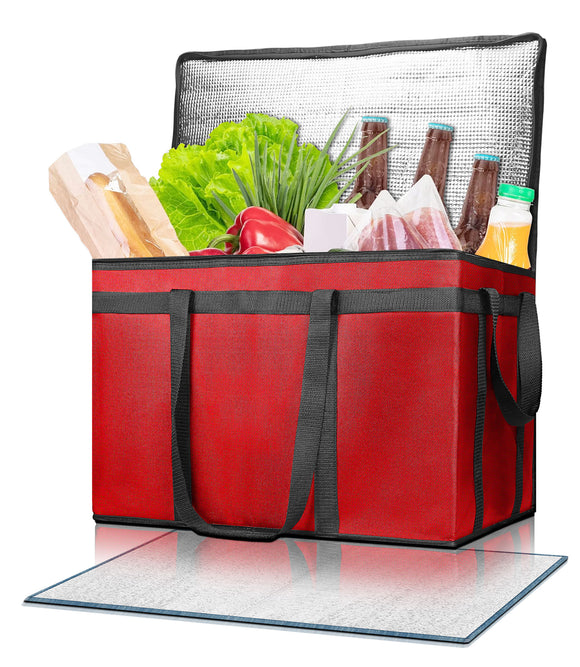 2pcs/Set XXXL Large Red Insulated Food Delivery Bags L23xW14*H15