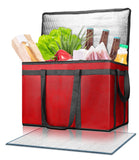 2pcs/Set XXXL Large Red Insulated Food Delivery Bags L23xW14*H15" With Removable Hard Bottom Board For Catering Grocery, Doordash, Picnic, Travel, Shopping