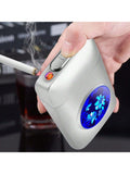 Lafagiet 19PCS Kapazität Zigarettenetui mit USB elektrisches Feuerzeug für 84mm normale Größe, LED-Bildschirm, Rose rot magnetische Art Zigarettenschachtel Lagerung Geschenke für und Frauen Cool Zigarettenhalter