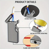 Father's Day Gift Idea: 1 Windproof Torch Lighter Dual Flame Visible Gas Cylinder Gift Box Inflatable Butane Gas Soft Flame Lighter Outdoor Kitchen Multi-Purpose Lighter (No Gas)