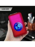 Lafagiet 19PCS Kapazität Zigarettenetui mit USB elektrisches Feuerzeug für 84mm normale Größe, LED-Bildschirm, Rose rot magnetische Art Zigarettenschachtel Lagerung Geschenke für und Frauen Cool Zigarettenhalter