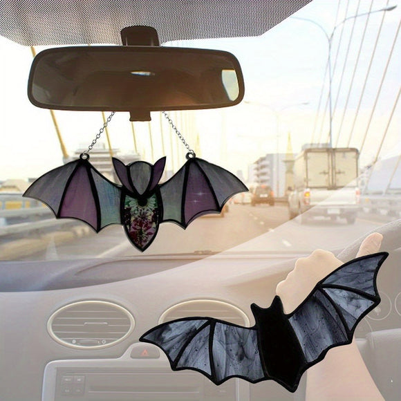 Mysterious Bat Car Hanging Ornament, Kick Off Your Stylish Driving Journey-2PCS/SET Bat Decorative Window Hanging Colorful Acrylic Sunshade Cool Halloween Decorative Window Board Acrylic Window Wall Art Decoration For Living Rooms Homes Offices Kitchens P