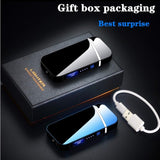 1pc Windproof Metal Lighters Dual Arc Flameless Plasma Rechargeable USB Lighter With LED Battery Indicator And Touch Sensor Switch Giftfor Camping, Hiking, Adventure, - Perfect Gift For Men & Women