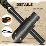 Outdoor Fire Starter Ferro Rod With Gift Box, Drilled Flint And Steel Fire Starter Survival Tool EDC Kit With Whistle, Paracord Lanyard, Ferrocerium For Emergency, Campfires