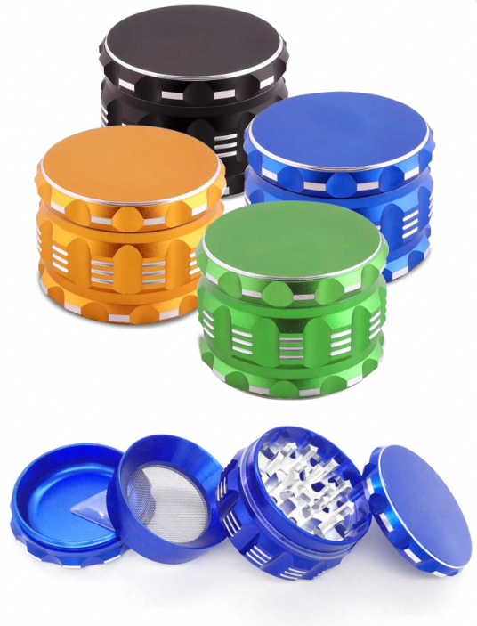 1 Piece 2.5 Inch Hand Grinder, 4-Layer Aluminum Alloy 2.5 Inch Metal Grinder With 34 Sharp Diamond Teeth For Grinding More Dry,,