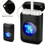 Lafagiet 19PCS Kapazität Zigarettenetui mit USB elektrisches Feuerzeug für 84mm normale Größe, LED-Bildschirm, Rose rot magnetische Art Zigarettenschachtel Lagerung Geschenke für und Frauen Cool Zigarettenhalter