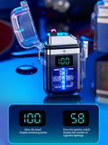 Single USB Rechargeable Plasma Lighter, Waterproof & Windproof Arc Lighter with LED Power Display, Transparent Durable Case for Kitchen, Gas Stove, Candles, BBQ, Camping