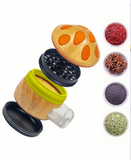 Cute Mushroom Zinc Alloy Metal Spice Grinder, 4 Layers Tobacco Grinder, Portable Stylish Wood Like Spice Grinder, Come With Cleaning Brush, Cone Holder Tubes, 5-In-1 Gift For Women Men