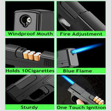 Lafagiet 2023 Gun Shape Cigarette Case with Torch Lighter