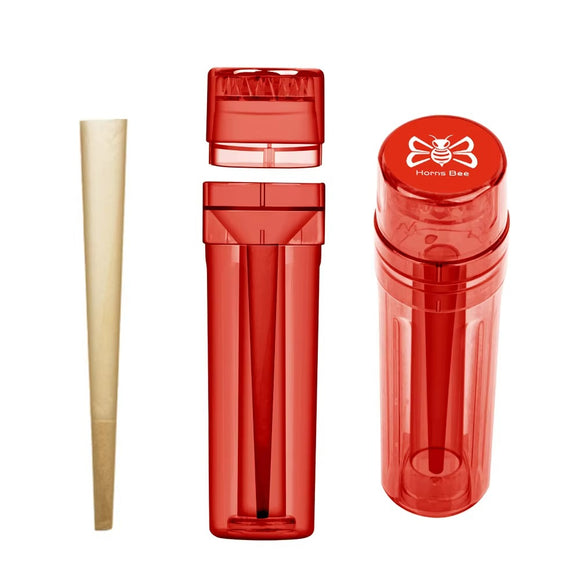1 Pc Black Mini Manual Plastic Spice Herb Grinder With Cone Holder, 3-Layer Cone Roller