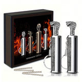 2pcs/Set Permanent Match Lighter With Keychain, Waterproof Forever Lighter Matches Can Strike More Than 10000 Times, Emergency Lighter For Outdoor Adventure Camping BBQ EDC Gear