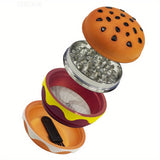 4-Layer Metal Burger Spice Herb Grinder, Creative Cute Burger Manual Tobacco Crusher, Suitable for Kitchen Daily Use, Great Xmas Christmas Day Gifts Idea Gift for Women Men Friend