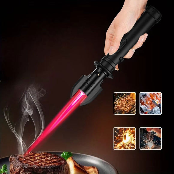 1pc Firesaber Lighter, Windproof Metal Torch Lighter With Safety Lock Adjustable Flame, Refillable Butane Gas Jet Lighter Good Helper For Candle Kitchen Outdoor Grill Camping BBQ Brulee Pudding Firework Fireplace