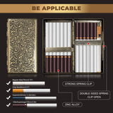 2PCS/SET Retro Cigarette Storage Case With Mini Refillable Gas Lighter Metal Portable 14pcs-Capacity Cigarette Case Can Hold Up To 100mm Cigarettes Suitable For King Size 100's Cigarettes Durable Pressure Resistant Pocket Box Smoking Accessories Father's