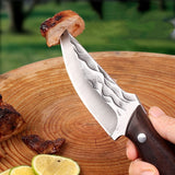 Pocket Knife 2PCS/SET Stainless Steel Sharp Kitchen Carving Knife Vegetable Knife Fruit Knife Kitchen Camping Barbecue Cutting Knife Multi purpose Straight Knife Outdoor Enthusiast Gift, Father's Day Men's Gift Dad
