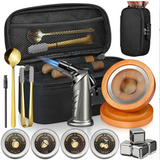 15-in-1 Cocktail Smoker Kit, Comes with 4 Flavors Wood Chips, Old Fashioned Beverage Whiskey Smoker Kit, 4pcs Stainless Steel Ice tube, Smell-proof Bag, Silicone Clip, Suitable & Best Gifts Ideas for Cocktail Enthusiasts, Men, Dad, Husband, Boss