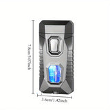 1pc Dual Flame Lighter With Adjustable Soft Flame And Jet Flame Butane Lighter Cycle Inflation Windproof Lighter Suitable For Aromatherapy Camping Men's Gift Box Packaging Father's Day Gift (Excluding Fuel)