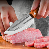 1pc 4.1 Inches Kitchen Cleaver Knives With PU Leather Sheath , Multi-Purpose Small Chef Knife, Chinese Meat Butcher Cutting Knives Wood Handle, For Outdoor Adventure BBQ Camping Bonfire