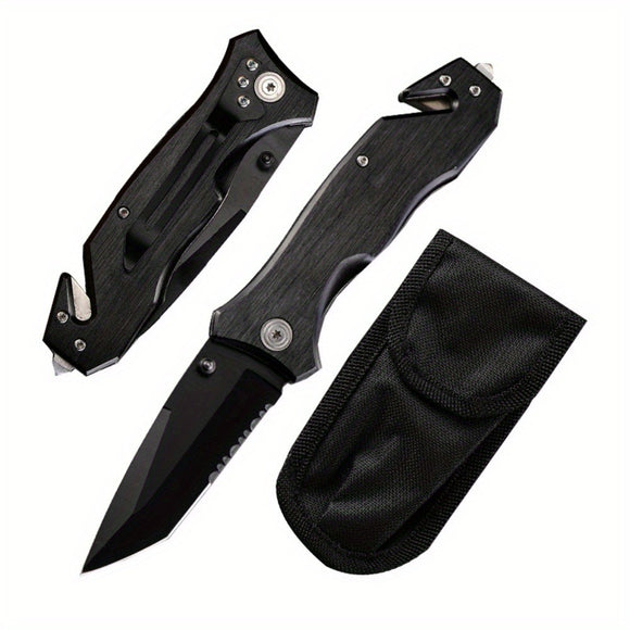 1 PC Portable Pocket Knife Multifunctional Outdoor Tactical Knife Suitable For Camping Hiking Kitchen Outdoor Survival Exploration Hunting Crisis Situations Fruit And BBQ Cutting Father's Day Gift For Men Dad